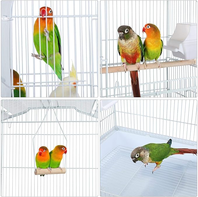 Yaheetech 41'' Open Top Medium Size Quaker Parrot Bird Cage Cockatiel Indian Ring Neck Sun Parakeet Green Cheek Conures Lovebird Budgie Canary Finch Parrotlet Bird Cage, White