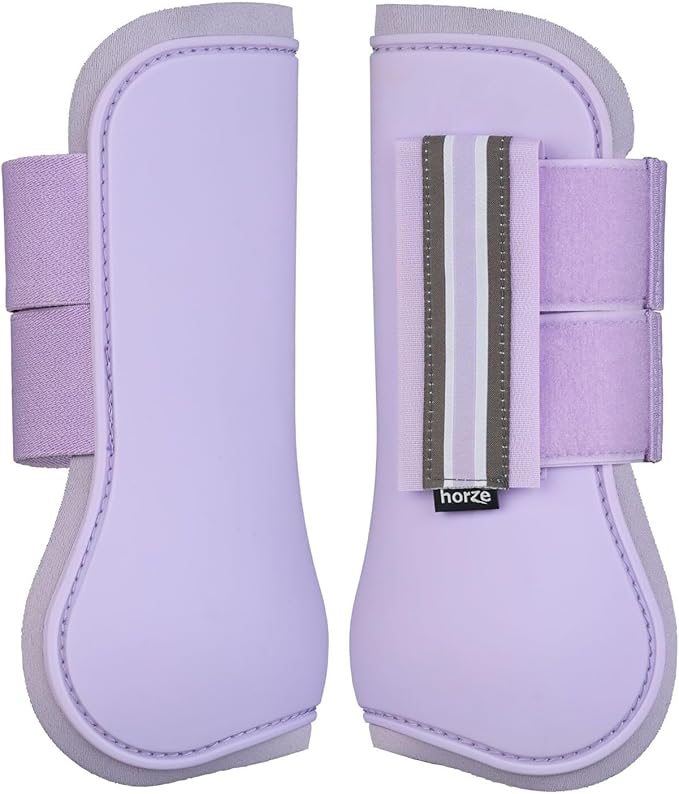 HORZE Adepto Open Front Tendon Boots | Durable Shell with Neoprene Lining - Languid Lavender Purple - Cob