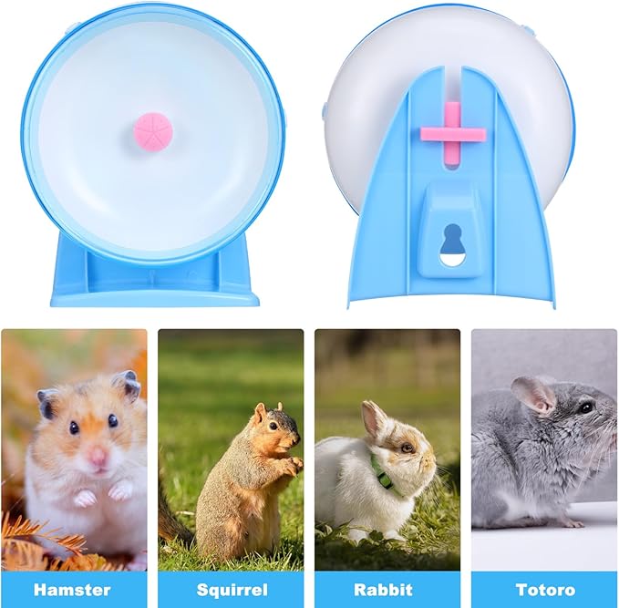 Toyvian Hamster Flying Saucer Silent Running Exercise Wheel for Gerbils, Mice,Hedgehog and Other Small Pets Silent Running Hamster Wheel (Blue)