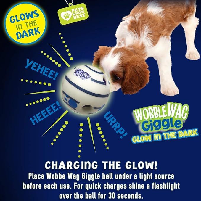 Wobble Wag Giggle Glow in the Dark | Rolling Enrichment Toy for Playtime, Interactive Play for Indoor or Outdoor, Keeps Dogs & Puppies Large, Medium or Small Busy & Moving, As Seen on TV | Pack of 1