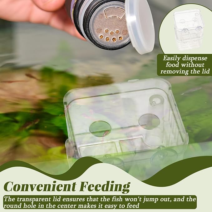 2 Pieces Floating Fish Breeder Box for Aquarium Divider, Transparent Fish Isolation Breeding Box with Suction Cups, Shrimp Tank Hatchery Fry Incubator for Clownfish Betta Guppy Acclimation
