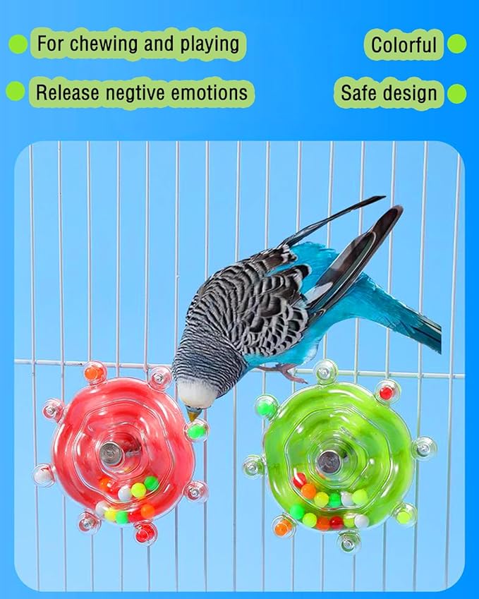 Bird Toys, 1PC Conure Rotating Wheel Toy Parrot Spinner Toys Parakeet Toys Bird Hanging Toys Bird Cage Accessories for Cockatiels Lovebirds Parrotlets Small-Medium Birds