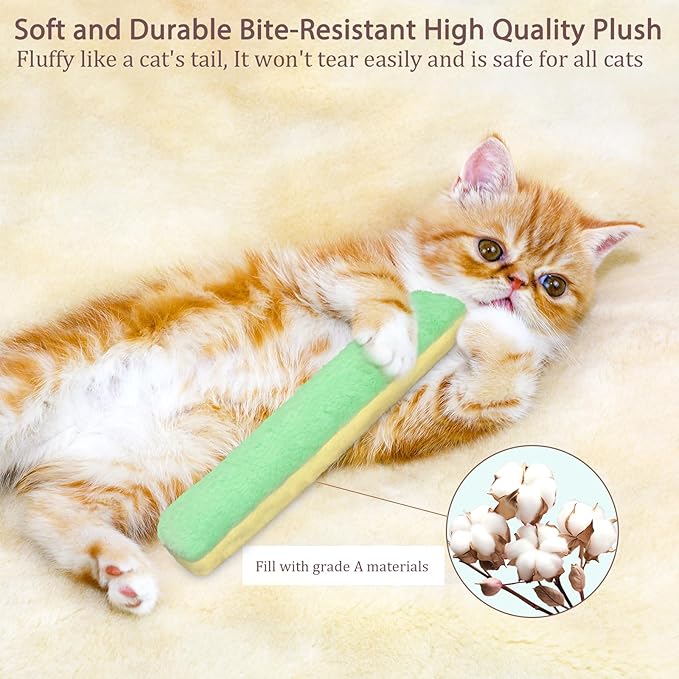 Retro Shaw Cat Toys Kicker Pillows 3Pcs, Crinkle Refillable Catnip Toys for Indoor Cats Kitten, Christmas Interactive Cat Nip Chew Kitty Kick Sticks 10.1 Inches