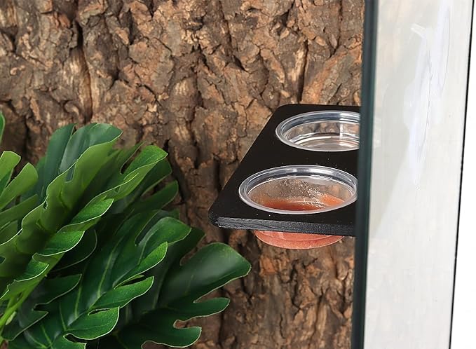 Crested Gecko Feeding Ledge with 10PCS Gecko Food Water Dish - Black