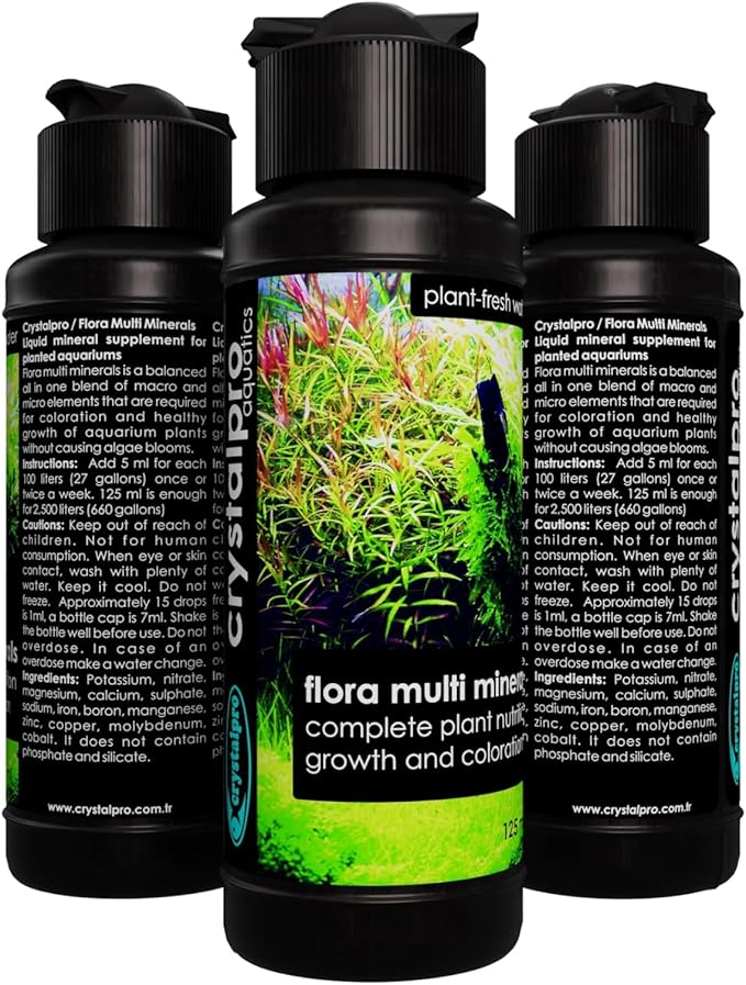 Flora Multi Minerals All in One Aquarium Plant Fertilizer - for Fast Growing Healthy Plants - Plant Food for Root and Leaf Growth- Safe for All Freshwater Livings 4.2 Oz