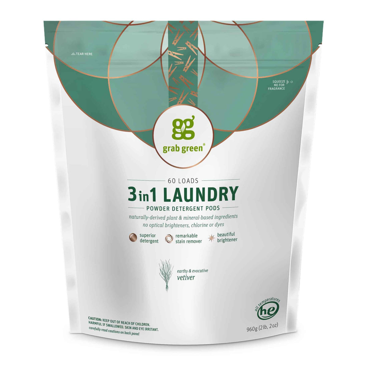 3-in-1 Laundry Detergent Pods, 60 Count, Vetiver
