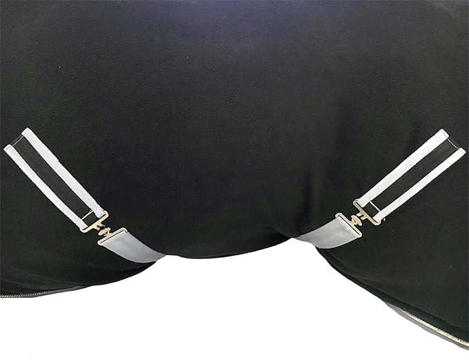 Majestic Ally Anti Pill Fleece Horse Blanket/Sheet with Silver Braided Rope (Black, 78)