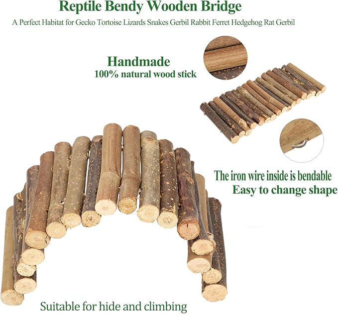 Grddaef Hermit Crab Accessories, Hermit Crab Toys Flexible Climbing Bridge Reptile Hammock Habitat Decor for Hermit Crabs Leopard Geckos, Crested,Tortoise, Snake