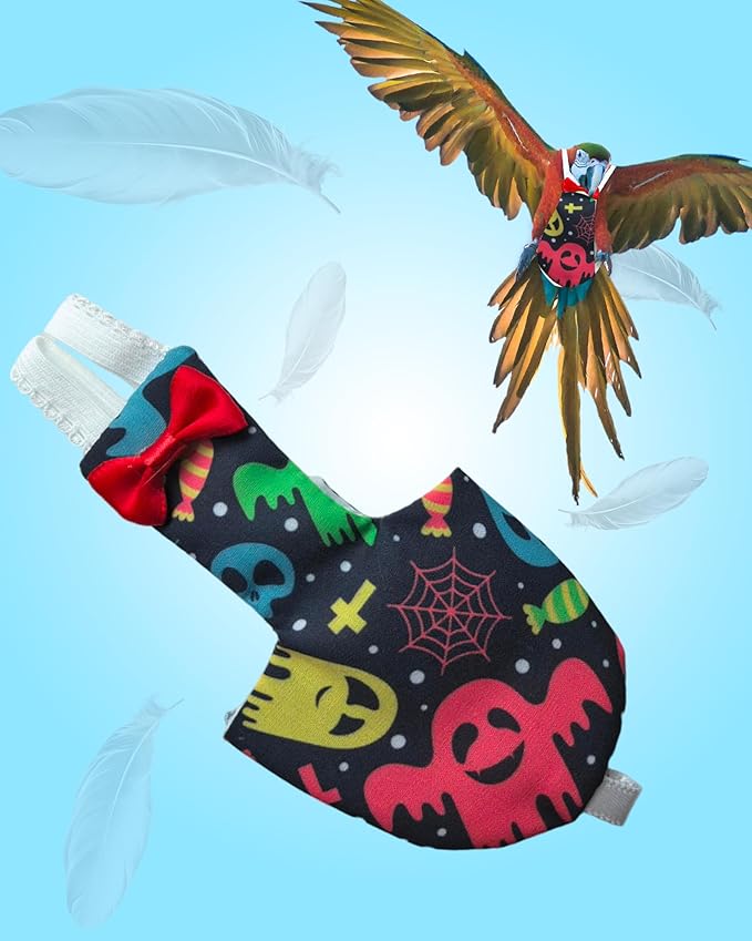 UKJENT Bird Diaper Protective Parrot Nappy - 2 Pack, Reusable Flight Suit with Waterproof Inner Layer, Washable Cute Urine Wet Suit for Parakeet Cockatiel Mini Macaw Budgie Canary(M)