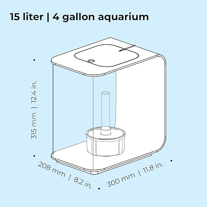 biOrb Flow 15 Acrylic 4-Gallon Aquarium with White LED Lights Modern Compact Tank for Tabletop or Desktop Display, White