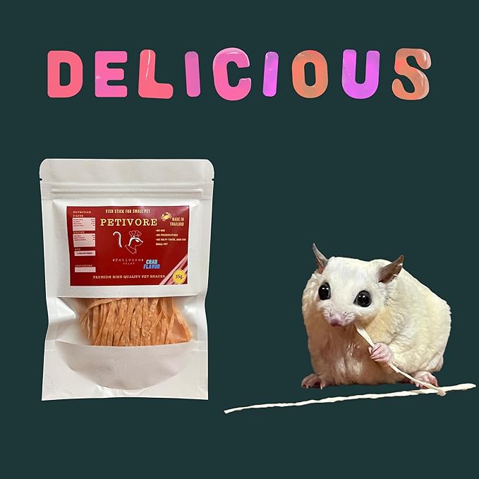 Crab Flavor - Premium Fish Snack for Sugar Glider and Small Exotic Pet - Made from Real Fish - Hamster, Squirrel, Chinchillas, Marmoset - Yummy Treats, Snacks and Food (35g)