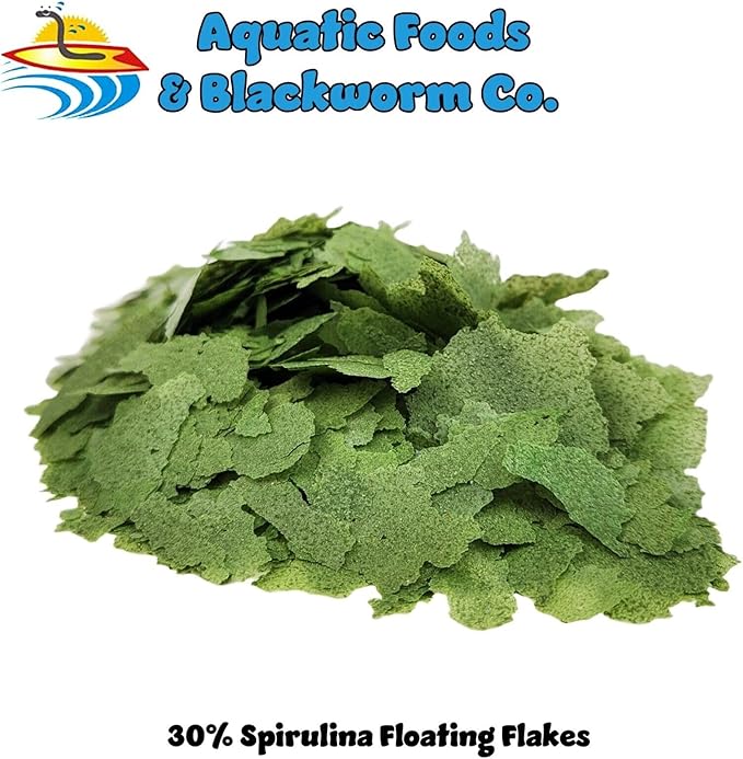 Aquatic Foods Inc. 30% Spirulina Premium Flakes for African Cichlids, All Central and South American Cichlids, Koi, Pond Fish, All Community Tropical Fish...WL…3-lbs Poly Bag