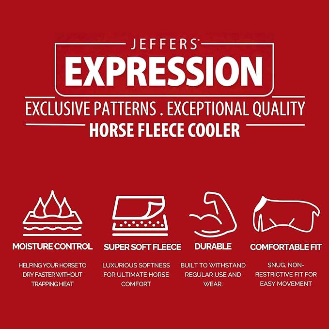 Jeffers Expression Fleece Cooler for Horses, Standard Neck, Skater Cowgirl 81"- Equine Towel Blanket, Moisture Absorbent, Light Weight, Best for Drying, Exercise, Bathing, Adjustable Belly Bands