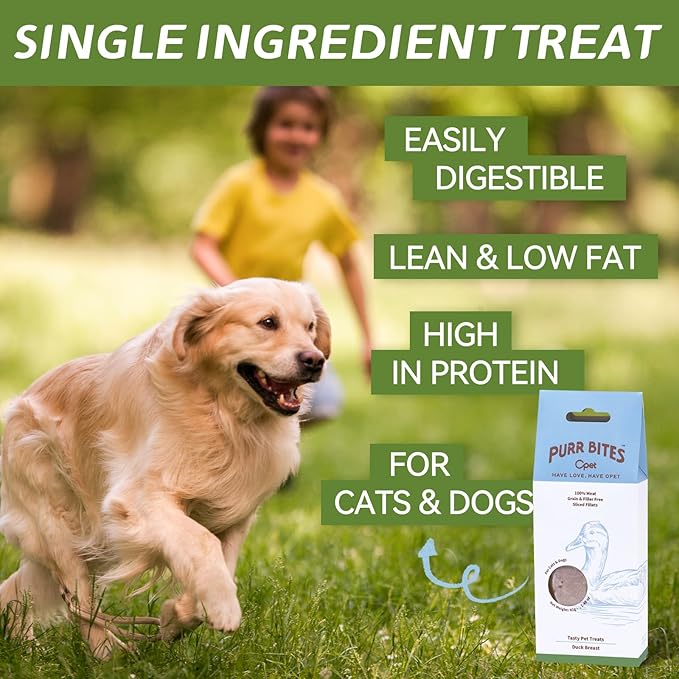 OPET Freeze Dried Duck Cat Treats, Single Ingredient Grain Free High Protein Pet Food for Cats and Dogs, Healthy Training Snacks，Freeze Dried Duck Breast Sliced Fillets (Duck Breast, 5.92 Ounce)