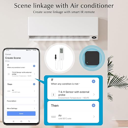 Aquarium Thermometer, Smart Fish Tank Thermometer App Monitor, Free Data Export ℉/℃, WiFi Hygrometer for Babyroom, Greenhouse, Fish Tank, Refrigerator, White 1 Pack with Screen