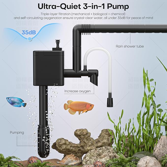 Fish Tank Smart Aquarium Kit: 2.5Gal Auto-Humidifying with Intelligent Mist Spray, Ultra-Quiet Silent Pump, Multi-Layer Filtration System, 7 Color Lights&LED Display-Desktop Decor for Room