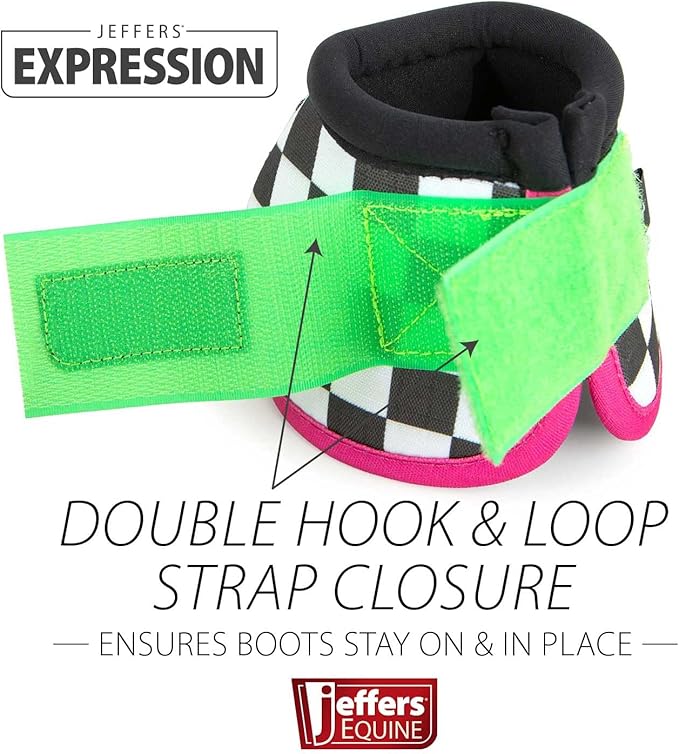 Jeffers Expression No Turn Bell Boots for Horses - Skater Cowgirl, Medium | Shock Absorbing Hoof Protection | Secure Double Hook & Loop Closure, Perfect for Turnout, Training, & Riding - 1 Pair