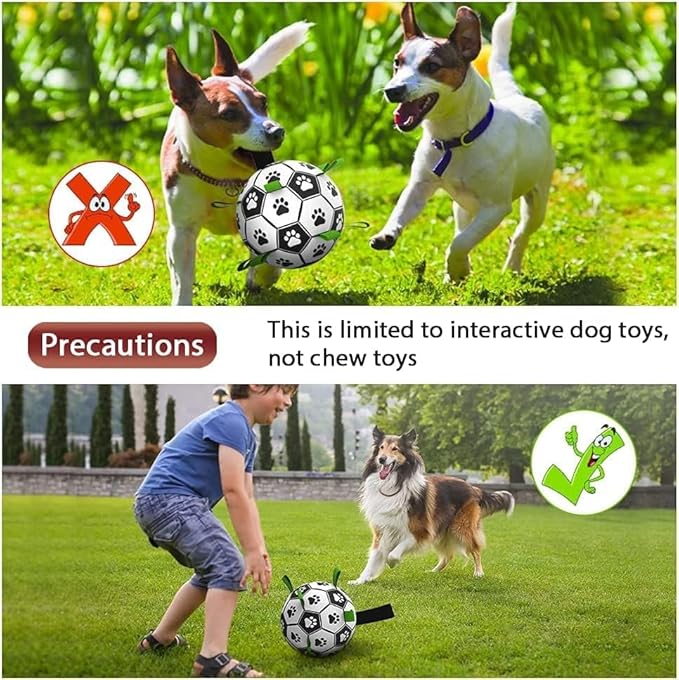 Ropes Soccer Balls Toy - Interactive Dog Toys for Tug of War, Puppy Birthday Gifts, Water Toy, Durable Balls World Cup for Large Dogs (9 Inch)