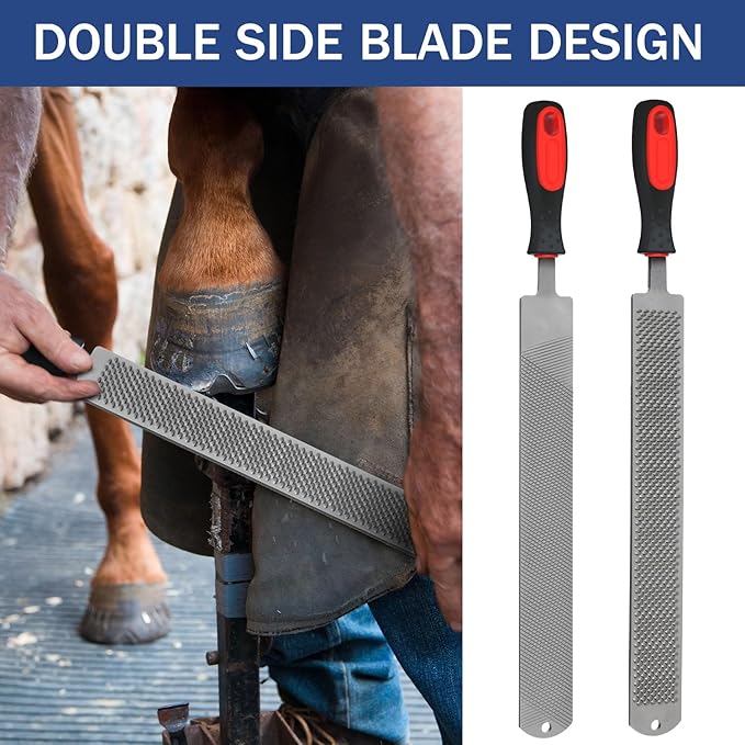 Gisafai 2 Pcs 18 Inch Rasps for Shoeing Horses with Handle Trimming File Carbon Steel Farrier Tools for Repair Horse Goat Hooves Cow Donkey Pig Animal Hooves Repairing Wood Working Supplies