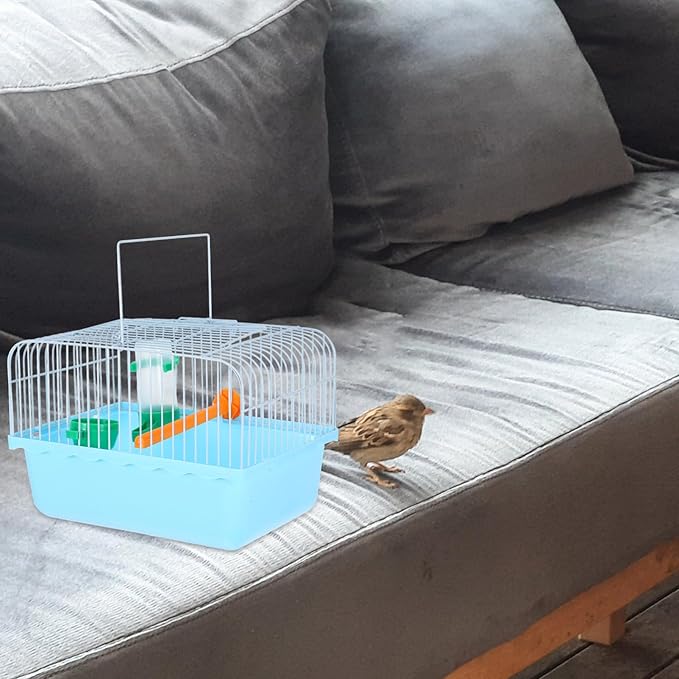 Kisangel Portable Bird Cage Food Box Water Bottle Spacious Travel Carrier for Parakeets Lovebirds Pets Easy to Transport for Outdoor Adventures