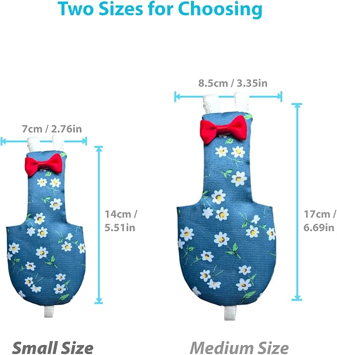 UKJENT Bird Diaper Protective Parrot Nappy - 2 Pack, Reusable Flight Suit with Waterproof Inner Layer, Washable Cute Urine Wet Suit for Cockatiel Monk Parakeet Sun Parakeet Lory(M)