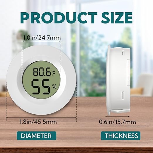 4 Pack Mini Digital Hygrometer Indoor Humidity & Room Thermometer – Accurate Temperature Gauge (℉/℃) for Home, Greenhouse, Reptile Terrarium, Office, Car, Lab
