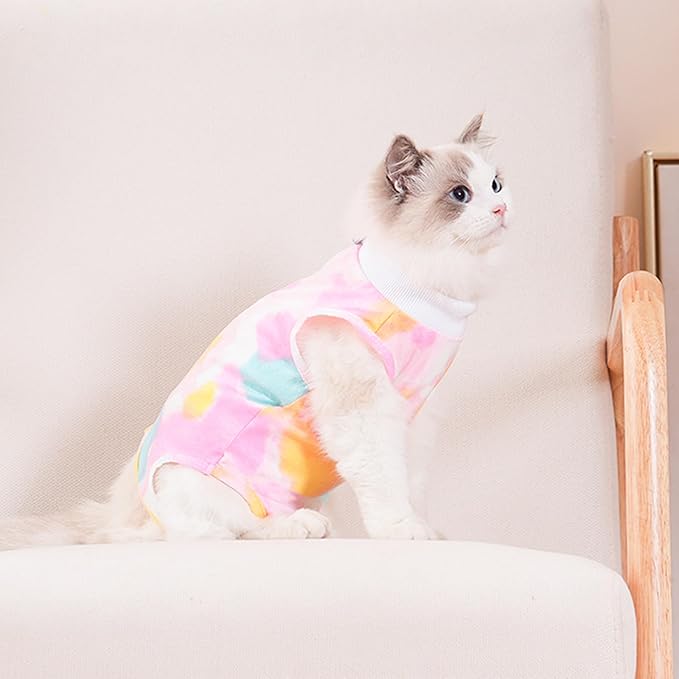 PUMYPOREITY Cat Recovery Suit, Cat Surgery Recovery Suit Female, Cat Spay Recovery Suit, Alternative to Cone of Shame, Cat Surgical Recovery Suit for Skin Diseases and Abdominal Wound, Pink, S