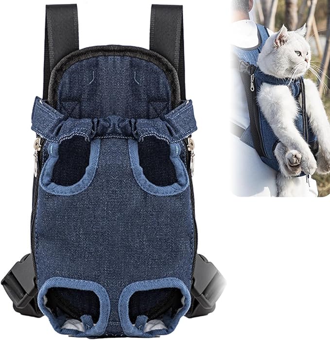 Portable Pet Carrier Backpack, Adjustable Pet Front Cat Dog Carrier Backpack Travel Bag for Small Medium Dogs Cats Puppies, Cat Backpack Carrier for Hiking Cycling (F, M)