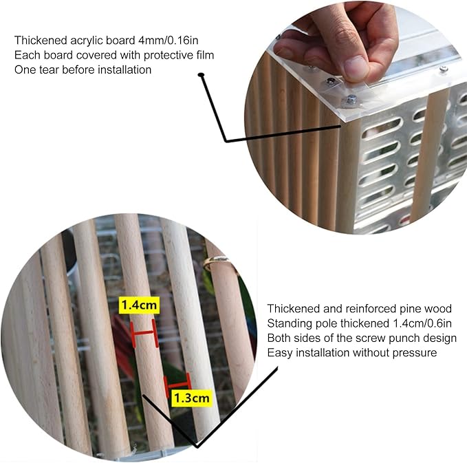 Gonetre Portable Bird Cage Portable Travel Bird Carrier Portable Acrylic Bird Cage PortableCage Portable Bird Cage Escape Proof Circular Arc Small Transparent Acrylic Travel Bird Carrier