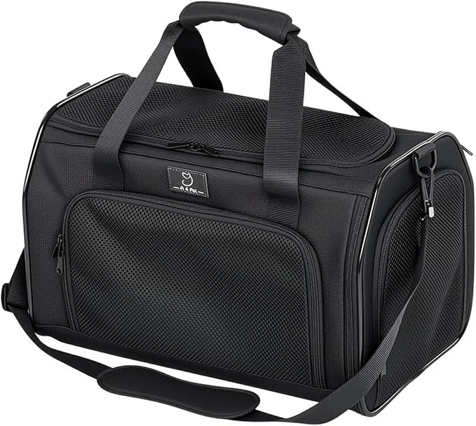 Airline Approved Pet Carrier for Small Dogs & Cats Up to 15lbs, Soft-Sided, Foldable, Ventilated, TSA Travel Bag with Fleece Pad, Safety Straps, Washable Portable Cat Dog Airline Travel Tote