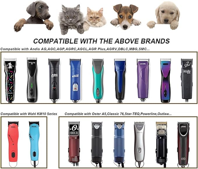 3FC Blades Dog Grooming Blades Compatible with Andis/Oster A5/Wahl KM-10 Series Dog Clippers,Detachable Clipper Replacement Blade,Black (3FC/3PCS)