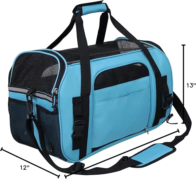 EliteField Soft Pet Carrier (3 Year Warranty, Airline Approved) Soft Sided Dog Puppy Cat Carrier Travel Bag (X-Large: 21" L x 12" W x 13" H, Sky Blue)