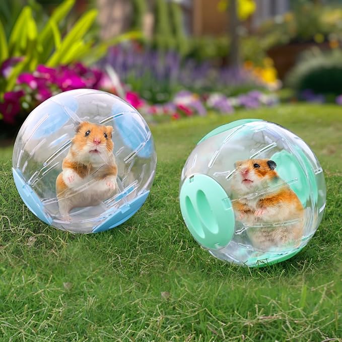 Hamster Exercise Ball, 7.9 Inch Syrian Hamster Ball, Transparent, Large Ball with Four entrances (Blue)