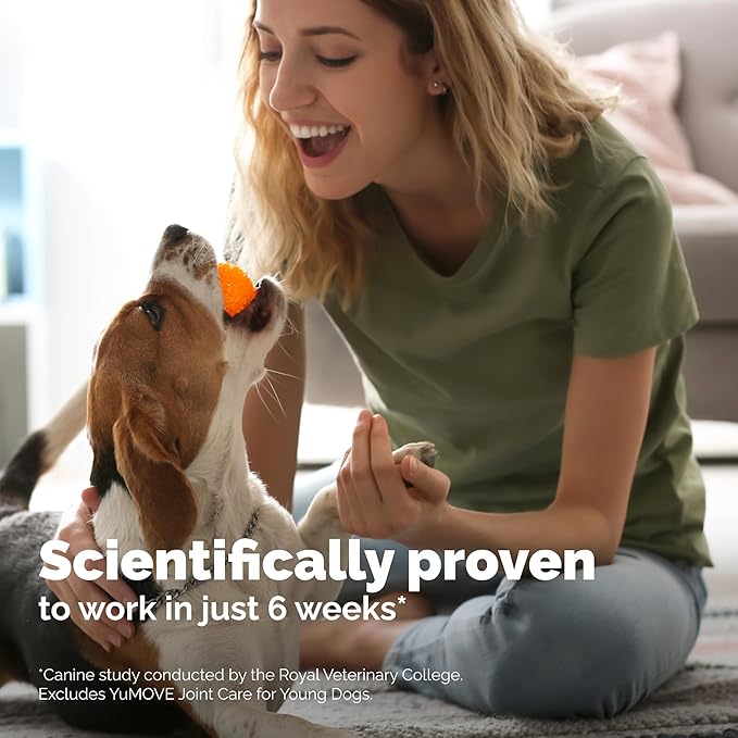 YuMOVE Hip & Joint Supplement for Dogs - With Glucosamine Chondroiton, Green Lipped Mussel , Hyaluronic Acid, and Omega 3 Joint Supplement for Stiffness and Mobility - 60 Chews (Small/Medium Dogs)