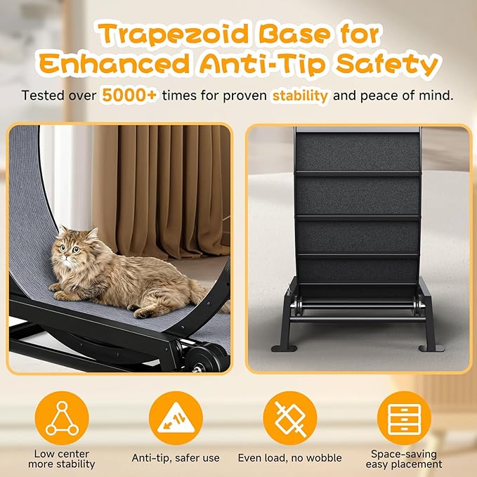 GTPLAYER Cat Wheels, Large Cat Exercise Wheel for Indoor Cats, 40"Diameter cat treadmill Detachable Carpet & Teaser, stickers, Ultra-quiet scroll wheel With latch, Suitable for Most Cats, Metal, Black