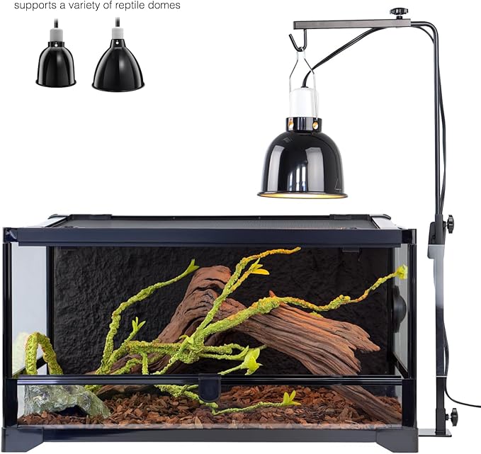 Reptile Lamp Stand, Adjustable Heat Lamp Fixture Stand, Terrarium Stand for Holding Reptile Light Fixture and Heating Bulbs for Max. Terrarium Height: 13.5 inches