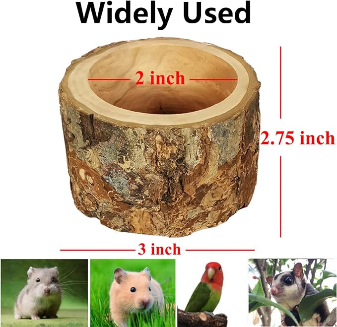 Apple Wood Feeding Bowl for Small Animals, Food Dish for Guinea Pig, Chinchilla, Parrots