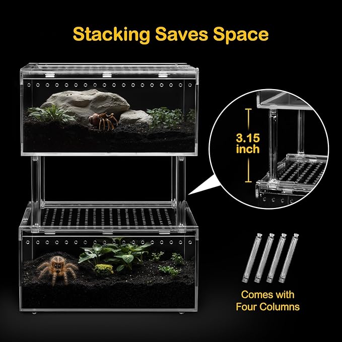XLarge Reptile Terrarium Starter Kit,Magnetic Jumping Spider Enclosure,Hermit Crab Tank,Arboreal Tarantula Cage for Praying Mantis,Frog Vivarium,Lizard Container,Insect Housing,Gecko Habitat