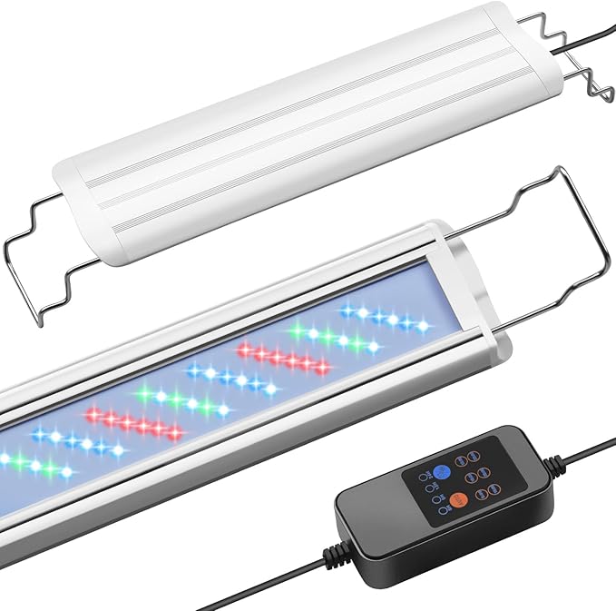 HITOP 40-44in Full Spectrum LED Aquarium Light with Timer, Auto 24/7 Lighting Cycle& 10-Level Brightness Adjustment, Fish Tank Light for Plant Growth, with Extendable Brackets