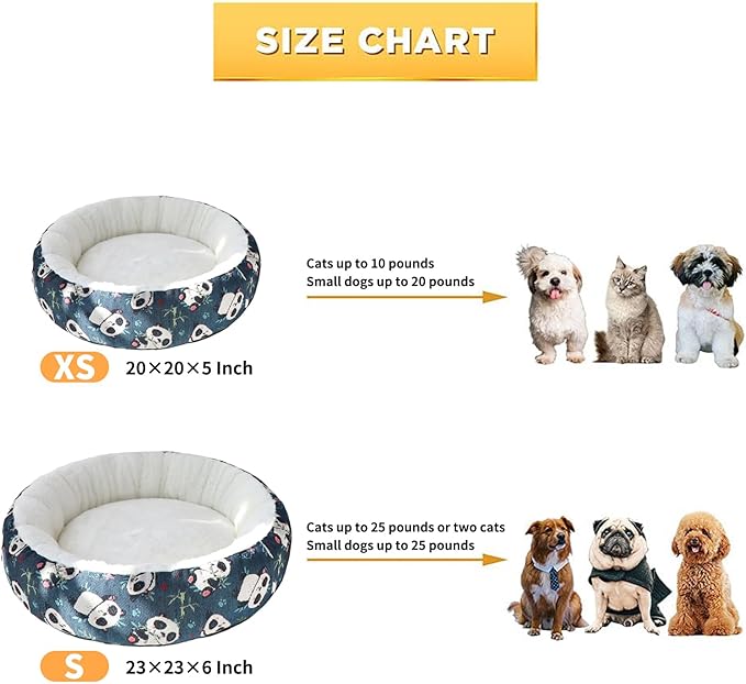 Circular Calming Dog & Cat Bed Anti-Anxiety Washable with Anti Slip Backing Donut Cuddler with Cute Jacquard Patterns for Cat and Small Puppy (XS-20in, Lion)