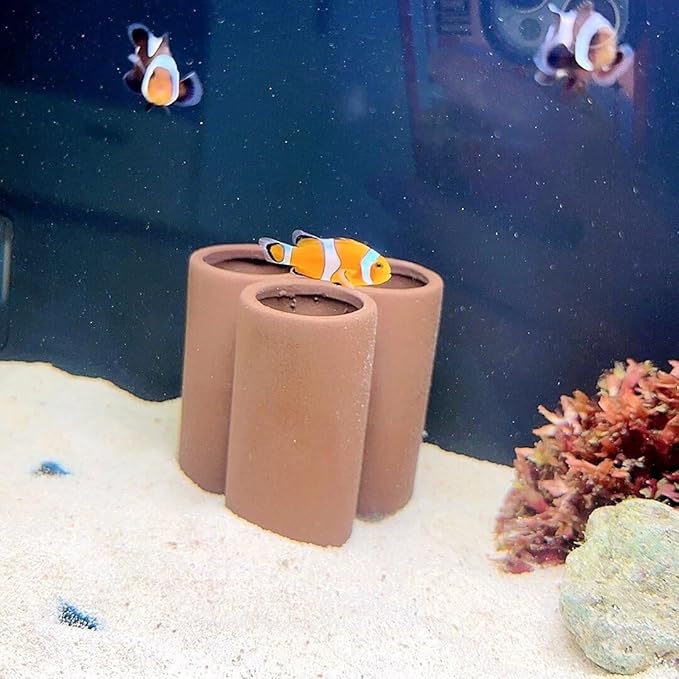 Ceramic Shelters, 2 pcs, Fish Tank Accessories, Fish House, Aquarium Hideout, Swim Holes Aquatic, Aquarium Cave, Ceramic Decoration for Freshwater and Saltwater Fish Tank (Pipes)