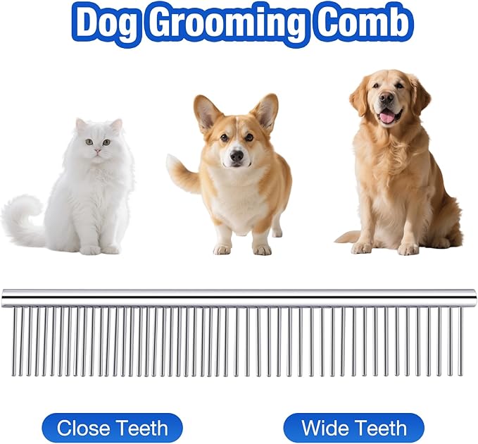 Dog Grooming Scissors,3 in 1 Dog Scissors with Safety Tips, Professional Stainless Steel Thinning Shears, Curved Pet Grooming Scissors Kit