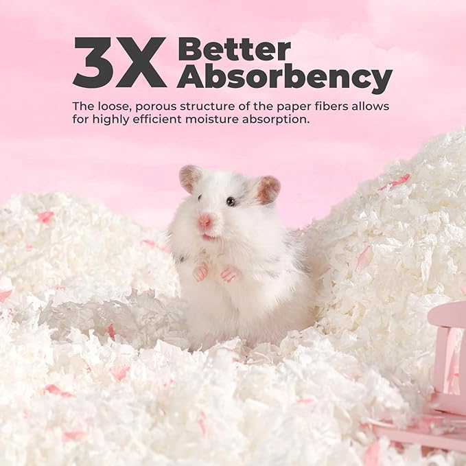 mini&moe Hamster Bedding 25 Liters: Dust-Free and Odor Control Moisture Absorbent Natural Paper Small Pet Bedding - for Guinea Pigs, Hamsters, Rabbits, and Small Animal