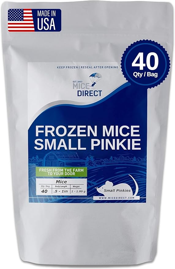MiceDirect Frozen Mice Small Pinkie Feeders Snake Food for Corns Ball Pythons Lizards (.5-1 in) (40 Count)