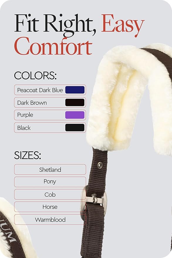 HORZE Howard Soft Fleece Padded Adjustable Polyester Horse Halter - Dark Brown - Cob