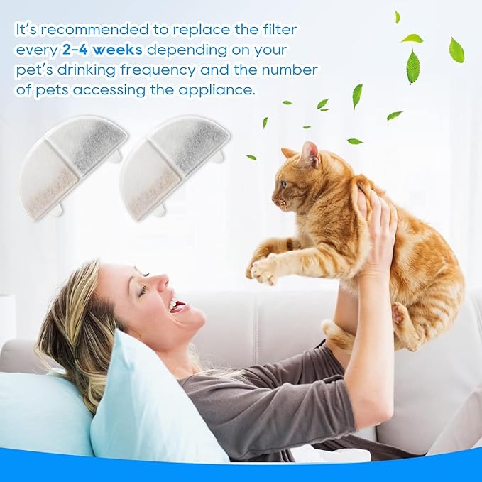 WF20/CF20 Cat Water Fountain Filter Replacement for Wireless Pumps Pet Fountain, 6 Pack Pet Filter Replacement with 6 Pack Water Pump Filters