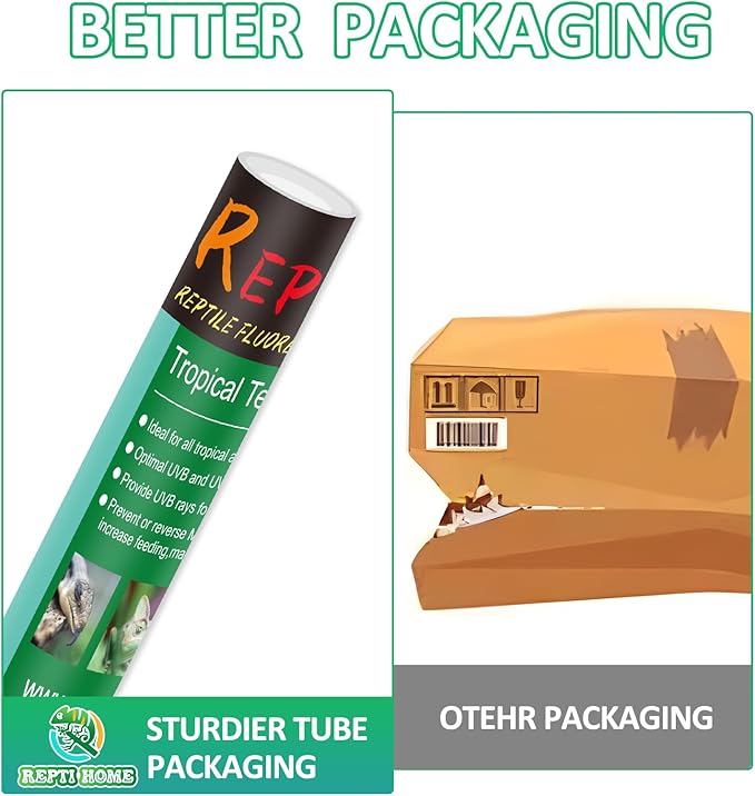 T8 UVB Reptile Light 15W 5.0-2 Pack,UVA UVB Light Bulb for Reptiles,Reptile UVB Lamp Tube for Bearded Dragon
