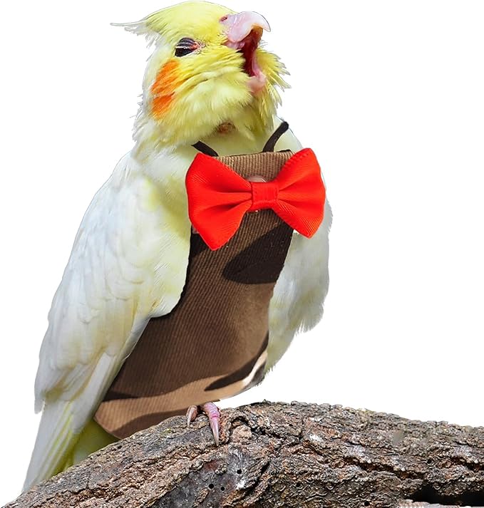 Bird Diaper Washable Reusable Parrot Flight Suit Nappies Protective Breathable Parrot Nappy Clothes for Parakeet, Macaw, Budgie, Canary, Cockatiel (Camouflage, XL)