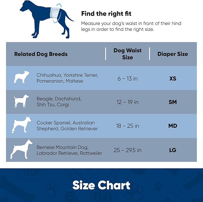 American Kennel Club Male Dog Wrap, Disposable Diapers with Wetness Indicator, Large, 50 Count