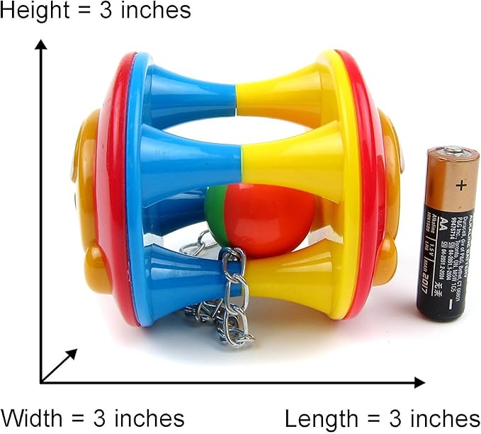 Hypeety Parrot Colorful Ball Toys with Bell Cage Hanging Chewing String for Parakeet Conure Cockatiel Small Medium Birds (A)
